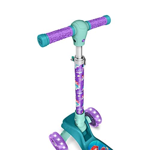 Jetson Disney's The Little Mermaid Three-Wheel Kids' Kick Scooter | Includes LED Lights on Stem & Light-Up Wheels |Height-Adjustable Handlebar Lean-to-Steer |Easy-Folding Mechanism Ages 3+, Purple thumbnail 8