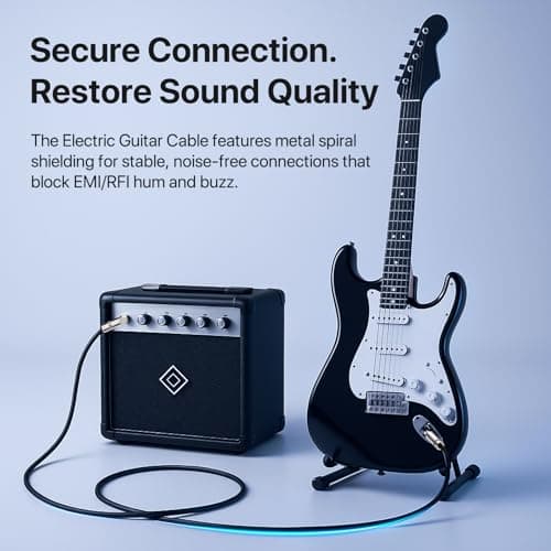 GOGHOST Guitar Cable 50ft, Amp Chord Electric Guitar Aux Amp Cord Braided, TS 1/4 Quarter Inch Straight to Right Angle Bass Instrument Cables Pro Audio (Black, 1-Pack) thumbnail 4