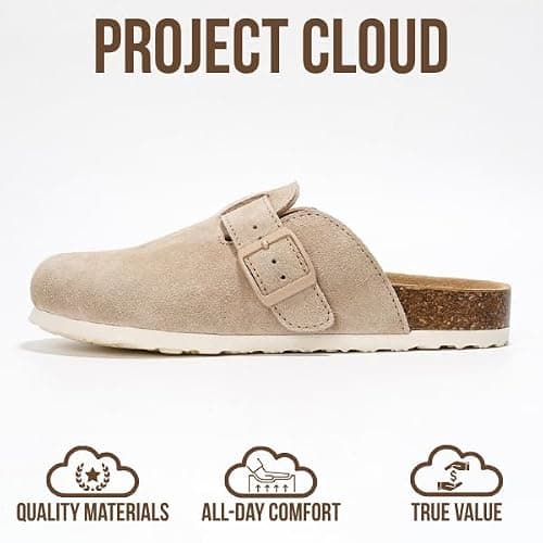 Project Cloud Genuine Leather Footbed Clogs for Women - Memory Foam Arch Support Slippers for Women - Trendy Slip-ons Women's Mules & Clogs Sandals (Benton) thumbnail 4