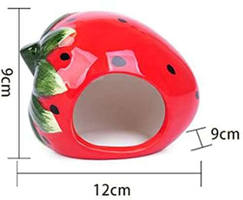 Cool Hamster House Hideout Suitable for Hamsters Less Than 4 inches 10 cm in Length Ceramics Strawberry Shape Bed Cute Small Animal Pet Squirrel Hedgehog Chinchilla Nest Hamster Cage Accessories thumbnail 2