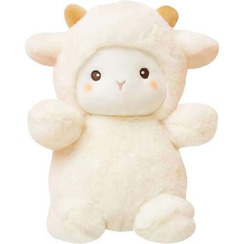 Wgxzyq Little Sheep Plushie Lamb Stuffed Animal Plush Toy Birthday Gift for Kids 10inch (White) - Image 1