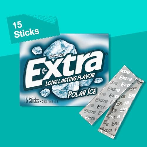 EXTRA Polar Ice Chewing Gum Packs, Sugar Free Gum in Bulk with Strong Mint Flavor for Freshening Breath, 15 Sticks (10 Pack) for Long Lasting Freshness thumbnail 4