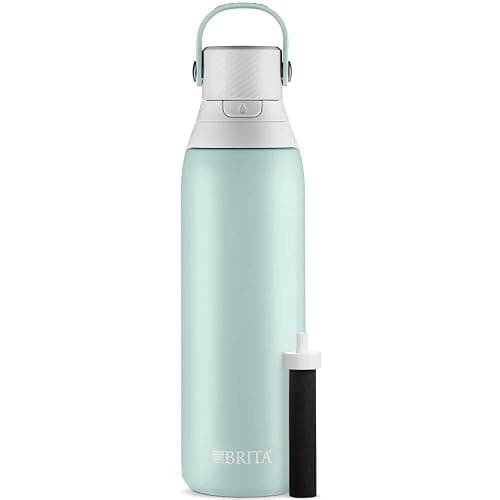 Brita Stainless Steel Premium Filtering Water Bottle, BPA-Free, Reusable, Insulated, Replaces 300 Plastic Water Bottles, Filter Lasts 2 Months or 40 Gallons, Includes 1 Filter, Glacier - 20 oz - Image 1