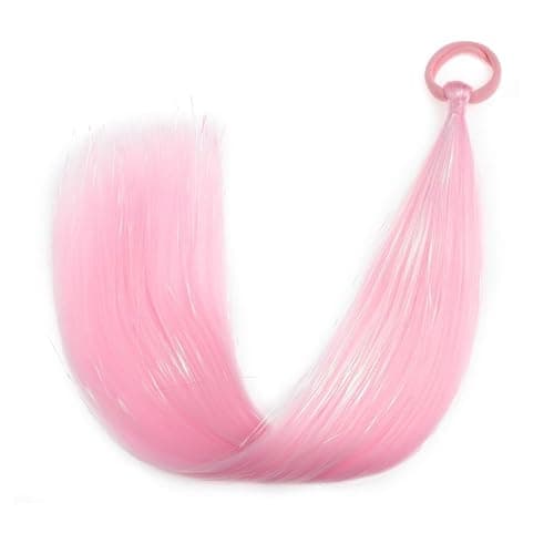 Lalridio Pink Fashion Tinsel Ponytail Extensions for Women Girls Hair Accessories Synthetic Braiding Ponytail Hair Pieces With Rubber Band Party Festival Halloween Rave Wacky Crazy Pony tail 20 inch thumbnail 2