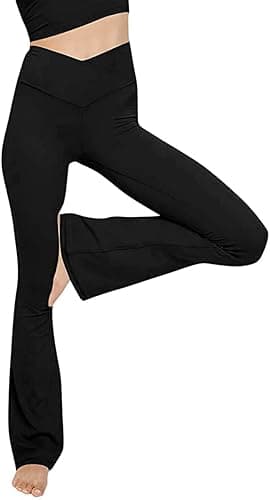 TOPYOGAS Women's Casual Bootleg Yoga Pants V Crossover High Waisted Flare Workout Pants Leggings - Image 1
