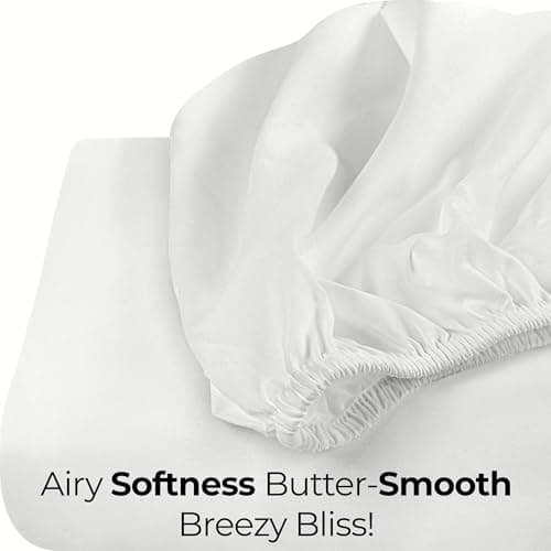 Dorm College Twin XL Single Fitted Sheet - Soft & Breathable -White thumbnail 7