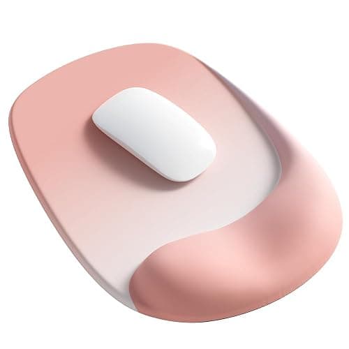 ErgoEase Ergonomic Mouse Pad with Gel Wrist Support - Premium Lycra Fabric, Non-Slip, Ideal for Laptop & Desktop, Office & Gaming，Desk Accessories (01Coral Pink) - Image 1