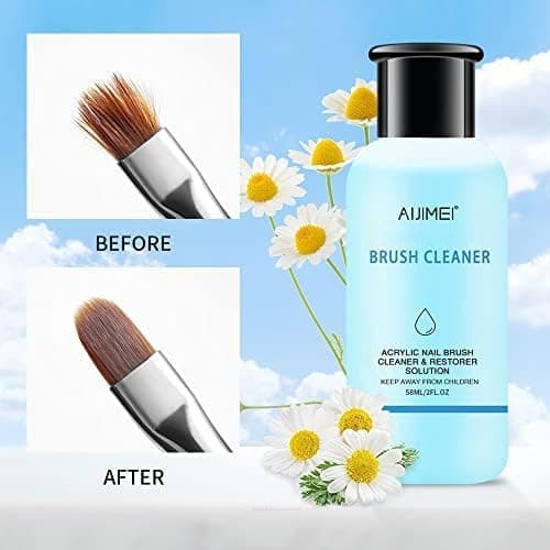 AIJIMEI Nail Brush Cleaner Restorer Nail Brush Cleaner Solution Clean Manicure Brushes Set A with Glass Cup & Cleaning Cotton Pads for Nail Art Gel Polish Painting Brushes 58ml thumbnail 6
