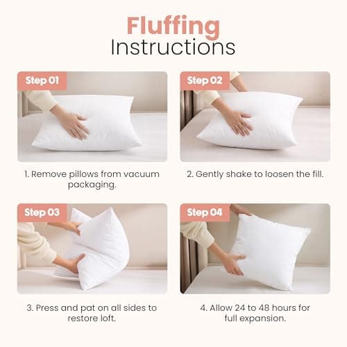 Utopia Bedding 18x18 Pillow Inserts, Set of 2, White – Indoor Decorative Throw Pillows for Bed, Sofa & Couch – Soft, Supportive & Fluffy Cushion Inserts thumbnail 3
