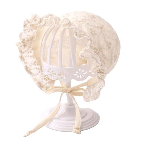 Baby Girl Soft Warm Bonnet Cap Lacy Cotton Newborn Infant Breathable Christening Eyelet Beanie Sun-Protection-Hat for 0-12M thumbnail 2