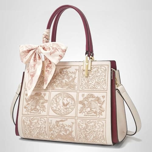FOXLOVER Medium Tote Bag for Women Designer Vintage Satchel Handbags Top-handle Purses (Apricot) thumbnail 9