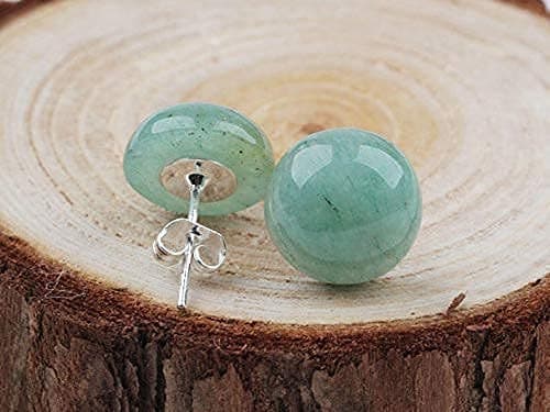 Jade Earrings Studs for Women Genuine – Flat Back - Earring Post - 12mm – Sage Light Green - Hypoallergenic- Handmade - Real Green Jade Jewelry for Women & Men - Gifts for Anniversary - Graduation - Back to School - Teacher Appreciation - Mens Birthstone Birthday Gift thumbnail 3