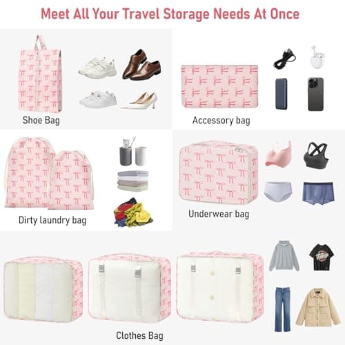 8 Set Packing Cubes for Travel Suitcase Organizer Bags Luggage Packing Cubes Set Travel Essentials Accessories Gifts for Women thumbnail 5