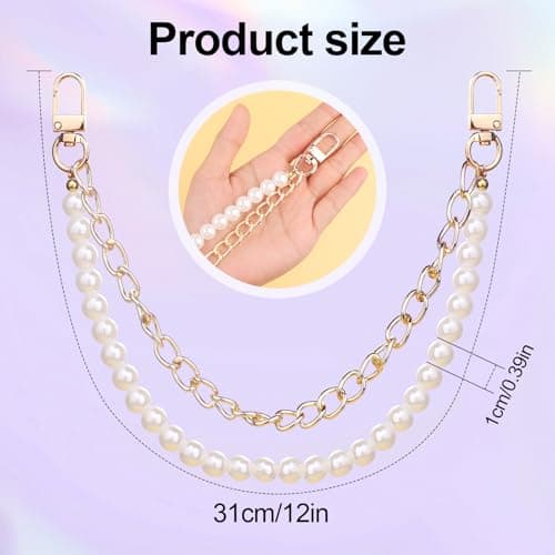 Gegraterwa Purse Chain Pearl Bag Chains Purse Charms with Gold Straps Bag Charms for Handbags(1) thumbnail 2