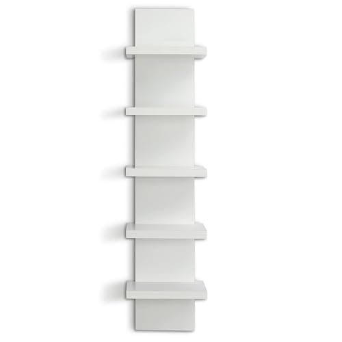 Bloddream 5 Tier Wall Shelves White, Vertical Column Shelf Floating Storage Home Decor Organizer Tall Tower Design Utility Shelving Bedroom Living Room, 30.7, 31 thumbnail 8