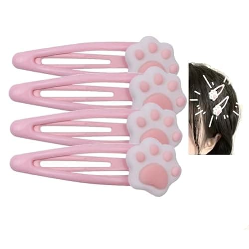 RDTGHY 4Pcs Cat Paw Hair Clips Pink Y2K Kawaii Hairpins for Women Girls Hair Accessories - Image 1