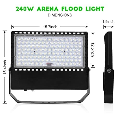 Juyace 240W LED Stadium Lights Outdoor 1500 Watt Equivalent Wider Lighting Angle Led Flood 100-277V 36000LM 5000K Daylight Commercial Arena for Sports Fields and Court (3 Pack) thumbnail 2