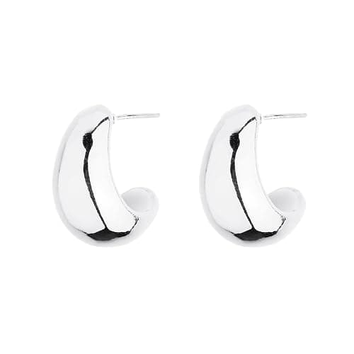 6 Pairs 14K Gold Plated Hoop Earrings for Women Lightweight Chunky Hoop Earrings Multipack Hypoallergenic, Thick Open Twisted Huggie Hoops Earring Set Jewelry for Gifts. thumbnail 8