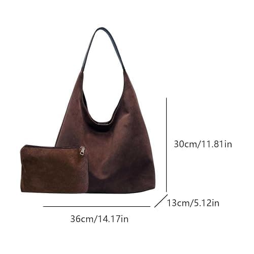 VOSTEVAS Suede Tote Shoulder Bags for Women Slouchy Hobo Bag Handbags Purse Ladies Office Tote Purses for Work Travel thumbnail 6