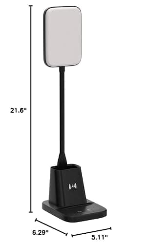 Sailstar LED Desk Lamp with 10W Wireless Charging & Pen Holder, Black | CRI 95, 800LM, Stepless Dimming, 3 Modes, 360°Flexible Arm, Touch, Study Table Lamp for Home Office, Dorm Room, with Adapter thumbnail 9