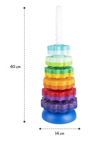 FANCY Grande Pyramide pour Bébé Jouet à Empiler 40 cm - Jouet d’Éveil avec Les Engrenages Jeux Éducatifs pour Bébé Empilement et Culbuto Cadeau Enfant 1 2 3 Ans (Grande) thumbnail 9