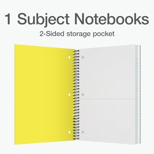 Oxford 1 Subject Spiral Notebook, Notebooks for School, Plastic Covers, School Supplies, College Ruled, 100 Sheets, 5 Pack, Assorted Pastel Colors: Blue, Green, Yellow, Pink and Purple (1009291) thumbnail 2