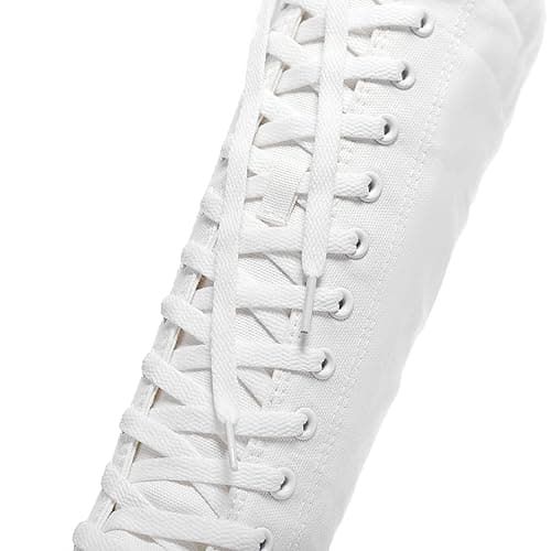 rismart Women's Tall Canvas Boots Knee Length Lace Up Punk Dancing Sneakers White, 8 thumbnail 6