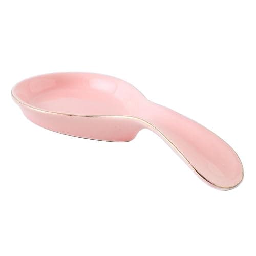 Maxramic Ceramic Spoon Rest for Stove Top, Pink Spoon Holder Utensil Rest, Cute spoon Rests for Coffee Bar Kitchen Decor Cooking Gift for Housewarming (Pink) - Image 1