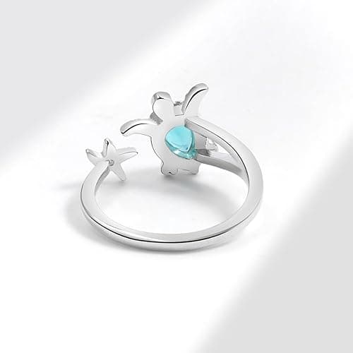 PINK TOWN Sea Turtle Starfish Ring Sea Star Summer Beach Jewelry Adjustable Cute Ring Ocean Series Vacation Sea Turtle Sea Star Ring Teen for Women thumbnail 5