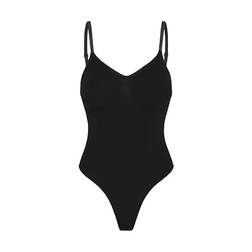 creamy fabrics Damen Figurformender Shapewear Bodysuit mit String-Rückenteil – Nahtloser Body für unsichtbaren Sitz – Starke Kompression Bauch & Taille – Verstellbare Träger - Image 1