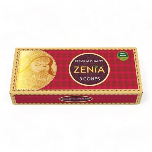 Zenia (Pack of 3) 100% Natural Henna Hair Color Paste Hair Dye Cones Dark Reddish-Brown Color 25g Each Cone thumbnail 6