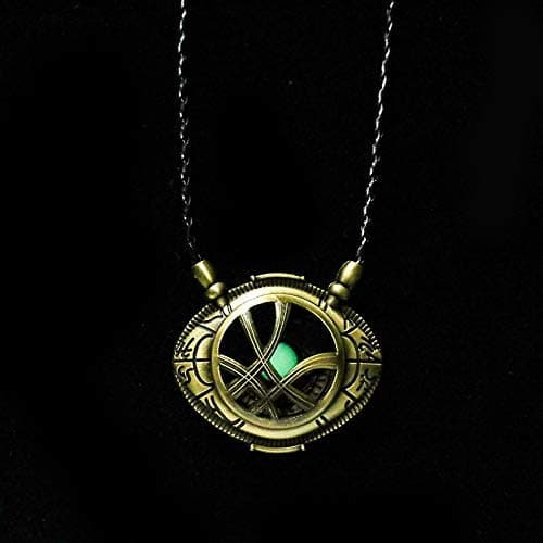 HUAWELL 2 Piece Dr Cosplay Costume Strange Necklace Eye of Agamotto Costume Prop Stone Pendant Glow in The Dark thumbnail 4