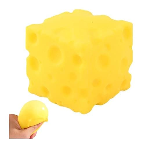 Cheese Stress Relief Soft Novelty Toy, Squishy Squeeze Cheese Block, Unbreakable Cheese Figurine Simulation Cheeses Food Squeeze Toy, 1.97 Inch Squishy Cheeses Stress Ball - Image 1