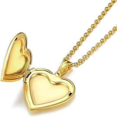 Love Heart Locket Necklace that Holds Pictures Polished Lockets Necklaces Birthday Gifts thumbnail 6