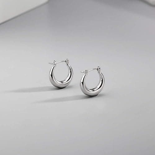LILIE&WHITE Chunky Silver Hoop Earrings for Women Cute Fashion Hypoallergenic earrings Minimalist Jewelry Gift thumbnail 5