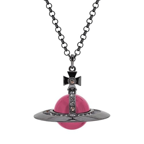 ZHAOZHAO Colorful Necklaces of Saturn for Women | Punk Saturn Planet Pendant Necklace(Black Purple) - Image 1