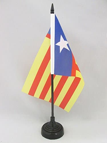 Valencian Community Independentist Table Flag 5'' x 8'' - Valencia nationalist Desk Flag 21 x 14 cm - Black plastic stick and base - AZ FLAG thumbnail 2