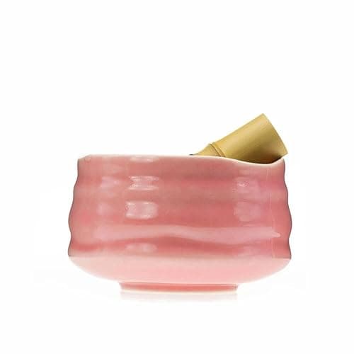 RAEF Japanische Keramik glänzend rosa Matcha-Schüssel Macha-Tee-Schneebesen Chawan Chasen-Halter Schaufelsieb Tasse Zeremonie Geschenkset Geburtstagsgeschenke thumbnail 4