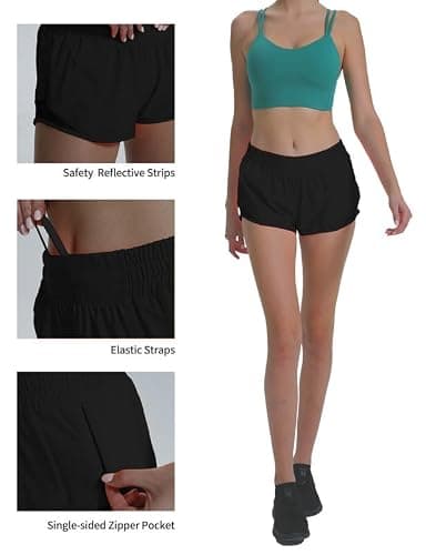 AugIris Athletic Running Shorts for Women with Zipper Pocket Soft Gym Workout Shorts with Mesh Liner Qucky Dry thumbnail 4