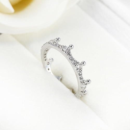 Crown Wedding Ring 925 Sterling Silver Crown-Shape CZ Stackable Rings Rose Gold Engagement Promise Rings Eternity Rings for Women thumbnail 2