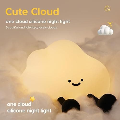 Refluxe Veilleuse tactile en silicone Cloud, une veilleuse LED à intensité variable et à minuterie, idéale comme cadeau pour enfants ou décoration de chambre (forme de nuage). thumbnail 2