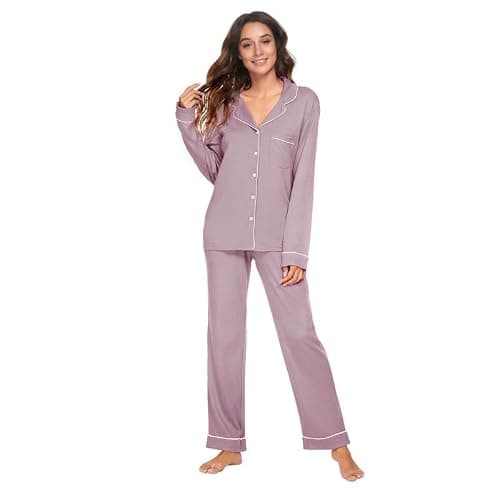 HEARTNICE Womens Pajama Set, Soft Long Sleeve Pajamas & Long Pants with Pockets, Warm Button-up Sleepwear Lounge Pjs thumbnail 6
