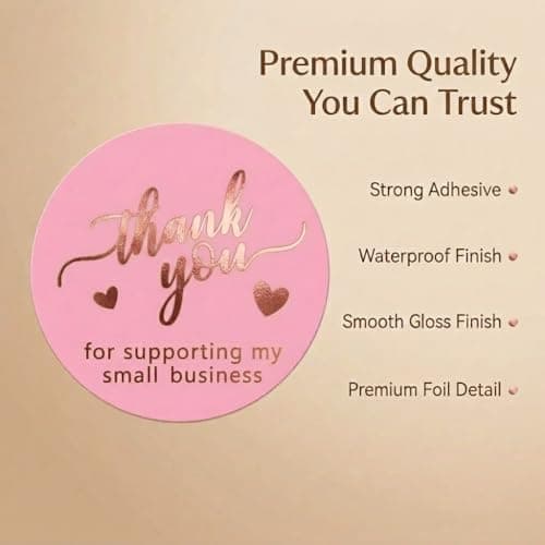 500 Pcs 1.5 Inch Pink and Rose Gold Thank You Stickers for Small Business, Small Business Packaging, Self-Adhesive & Waterproof Stickers with Beautiful Designs, Strong and Durable Envelope Seals thumbnail 4