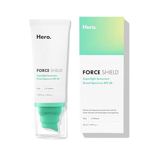 Hero Cosmetics Force Shield Superlight Sunscreen SPF 30 - Everyday SPF 30 for Acne-Prone Skin with Zinc Oxide, Green Surge, and Extremolytes - Fragrance Free and Reef Safe (50 ml) - Image 1