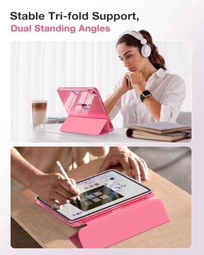 MoKo for iPad (A16) 11th Generation Case 11-inch 2025,iPad 10th Generation Case 2022 with Left Pencil Holder,Slim Trifold iPad11 inch Cover with Crystal Clear TPU Back Shell,Watermelon Red thumbnail 5