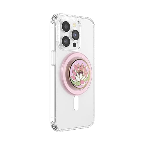 PopSockets Phone Grip for MagSafe with Kickstand, Magnetic Stand, Swappable Top, Secure Hold for iPhone MagSafe Cases, Phone & Tablet Grip - Enamel Water Lily thumbnail 2