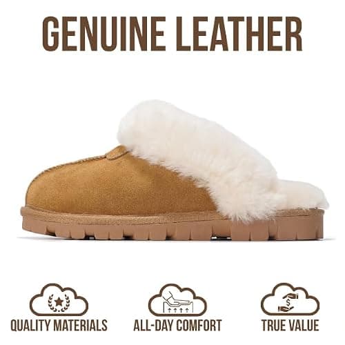 Project Cloud 100% Genuine Leather & Australian Shearling Slippers for Women - Cozy Memory Foam Women's Slippers (Hedy) thumbnail 4