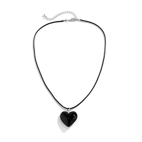 Fuqimanman2020 Y2K Big Heart Pendant Necklace Chunky Glass Puffy Heart Necklace Trendy Jewelry for Women - Image 1