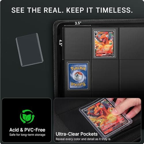 Foluck 9 Pocket Top Loader Binder Trading Card Binder Holds 252 Toploaders thumbnail 4