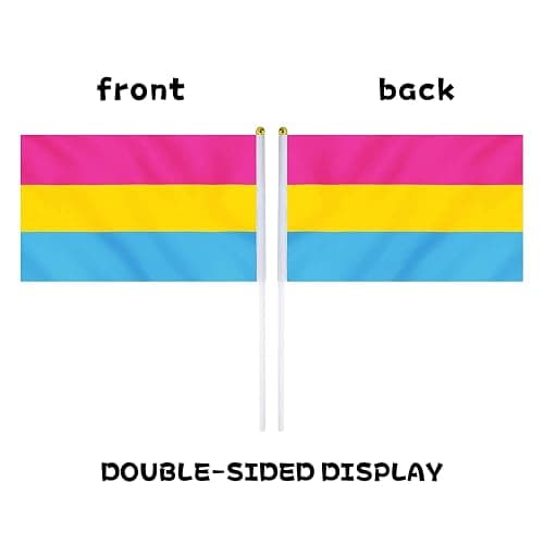 Pansexual Flag Pan Flag, Small Mini Hand Held Pansexual Pride Flags on Sticks for Parades Parties Festivals Decorations thumbnail 4
